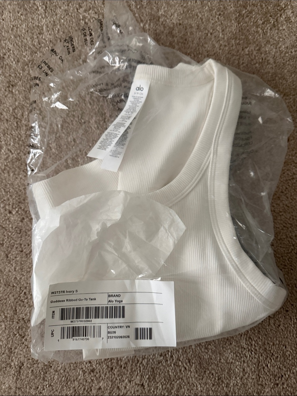 NWT. Alo Goddess Ribbed Go-To Tank - Picture 6 of 6